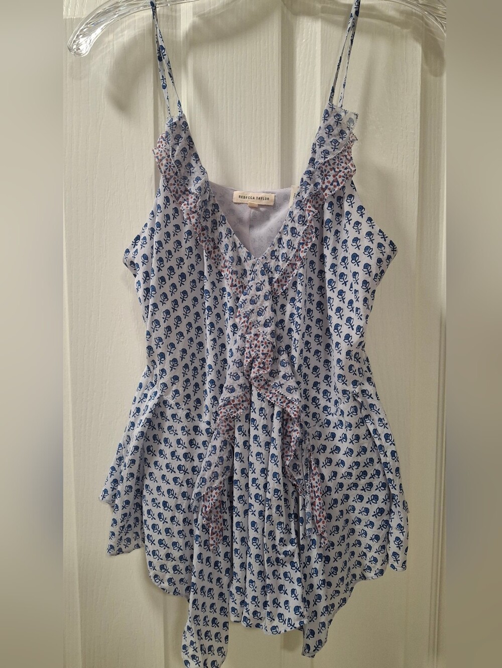 Rebecca Taylor Silk Floral Ruffle Camisole